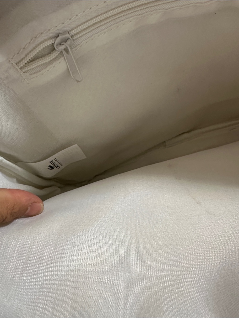 Lacoste White Laptop Bag with Green-Blue Striped Strap - Picture 5 of 9